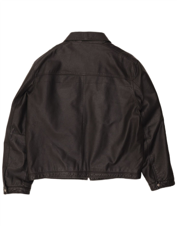 ANGELO LITRICO Jachetă din piele pentru bărbați UK 42 XL Piele neagră