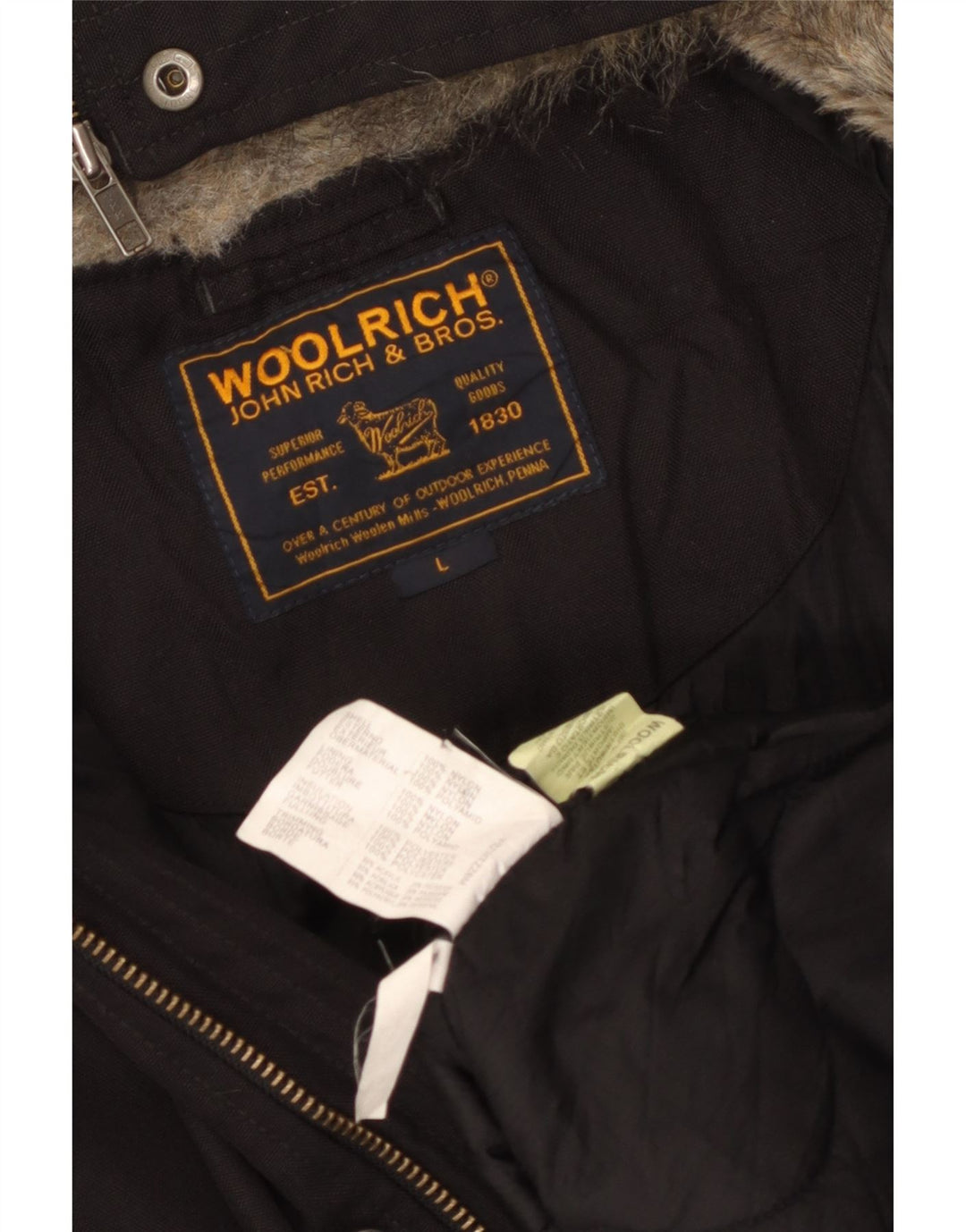 Jachetă bomber cu glugă pentru bărbați Woolrich UK 40, mare, negru, nailon