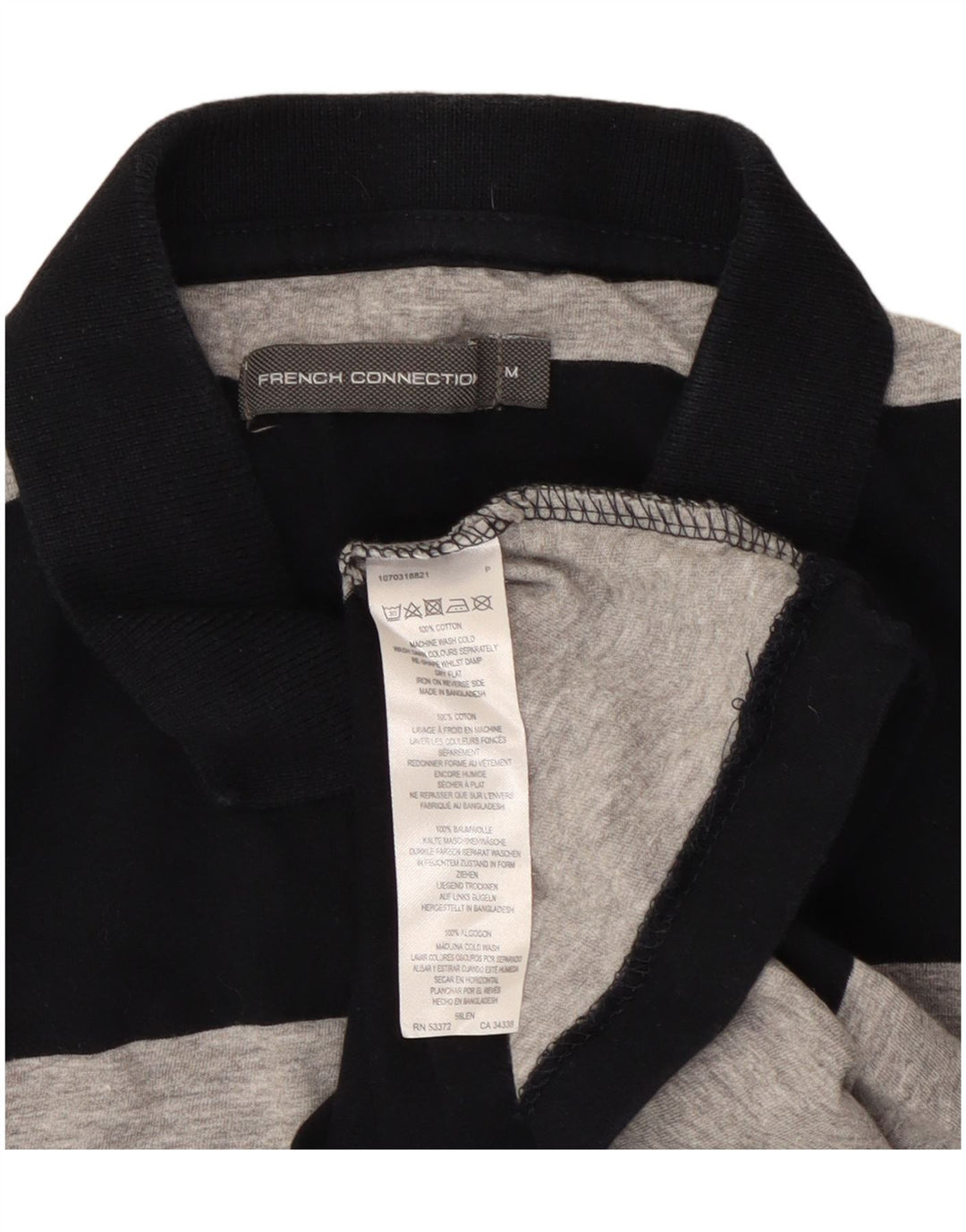 Tricou polo pentru bărbați French Connection, bumbac cu dungi gri mediu