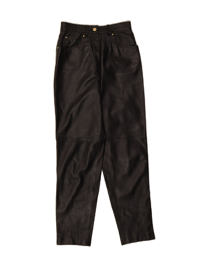 POLLINI Womens High Waist Trousers IT 40 Medium W26 L29 Black Leather Vintage Pollini and Second-Hand Pollini from Messina Hembry 