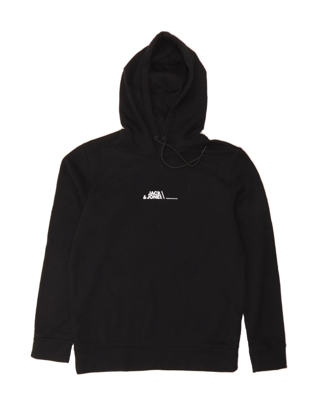 JACK & JONES Mens Hoodie Jumper Medium Black Polyester Vintage Jack & Jones and Second-Hand Jack & Jones from Messina Hembry 