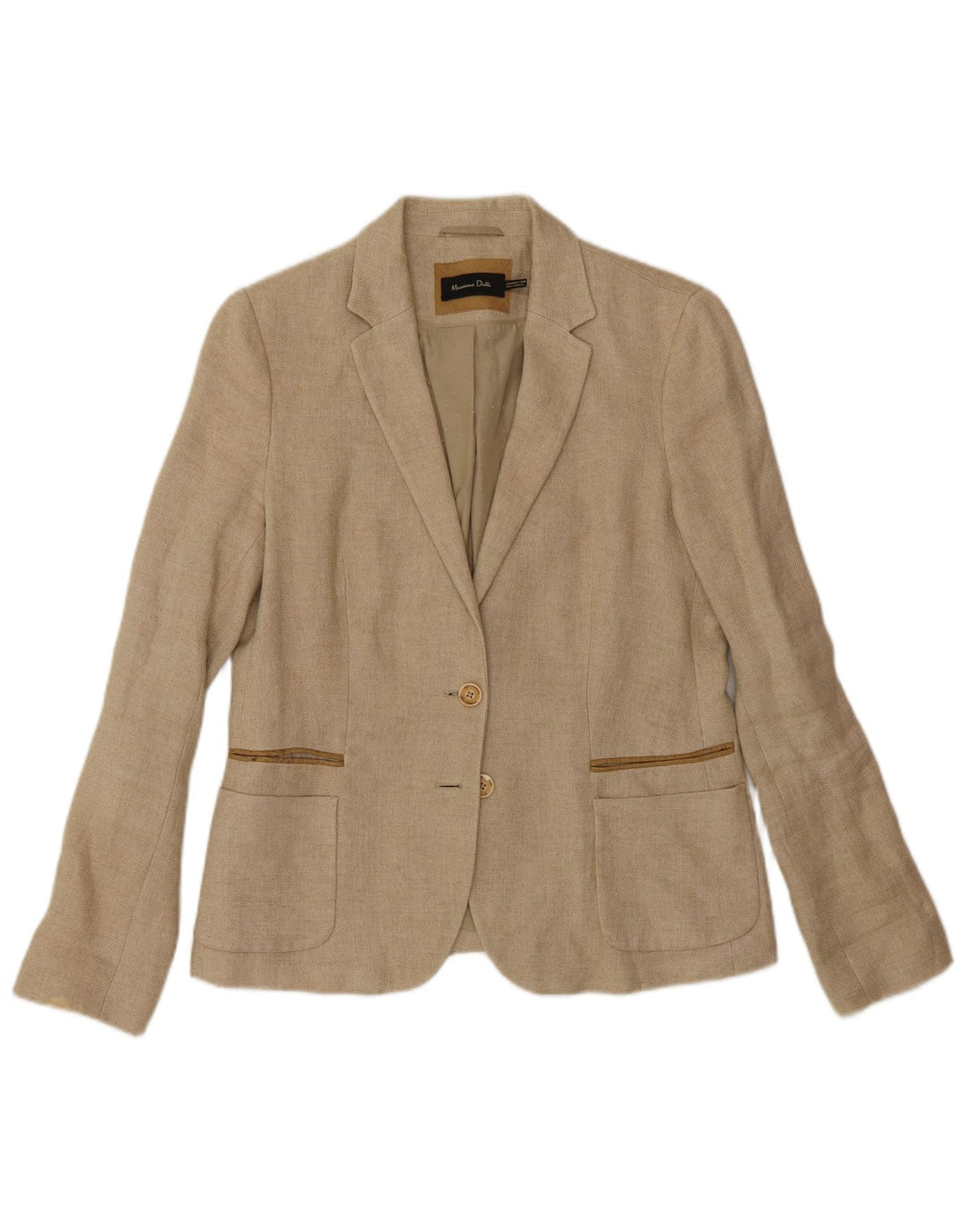 Massimo Dutti Jachetă Blazer pentru Femei cu 2 Nasturi EU 42 Mare Bej