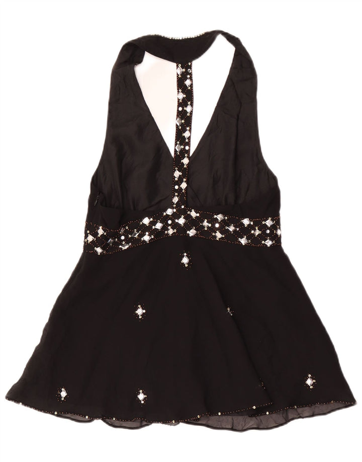 Top Halter pentru femei Oasis UK 12 Medium Black Silk