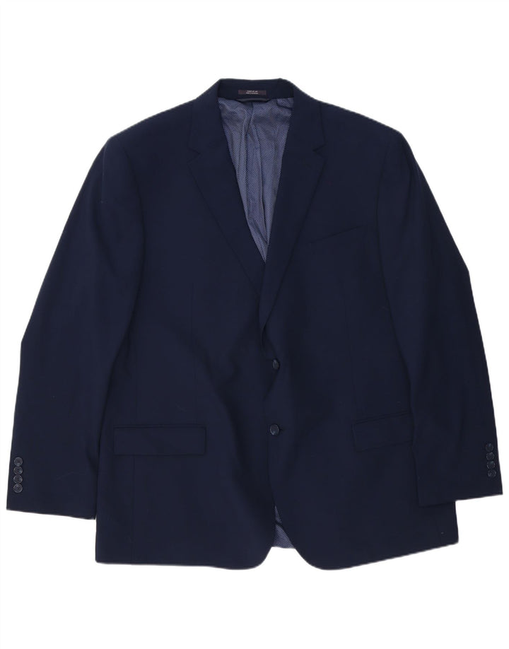 Jachetă pentru bărbați Marks & Spencer, lungă cu 2 nasturi, Marea Britanie 48 4XL Lână bleumarin