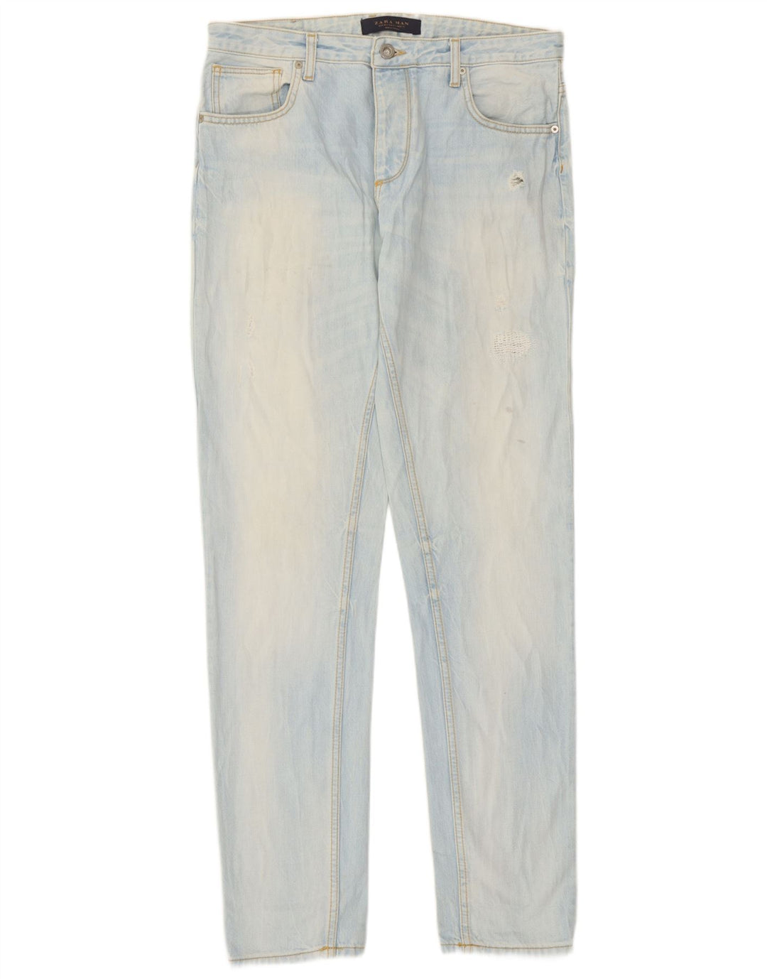 Blugi drepți pentru bărbați Zara EU 40 Medium L31 L33 Bumbac albastru