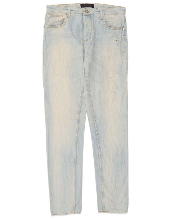 Blugi drepți pentru bărbați Zara EU 40 Medium L31 L33 Bumbac albastru