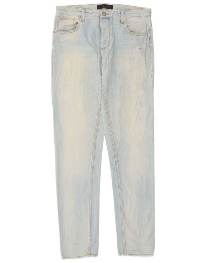 Blugi drepți pentru bărbați Zara EU 40 Medium L31 L33 Bumbac albastru