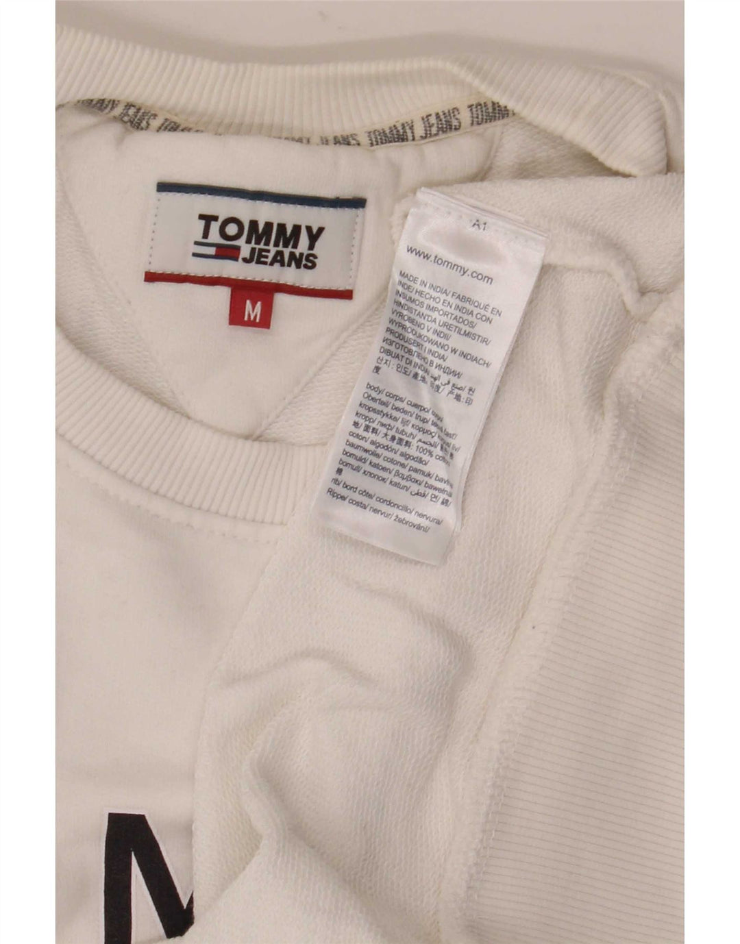 Hanorac grafic Tommy Hilfiger pentru bărbați, bumbac alb mediu