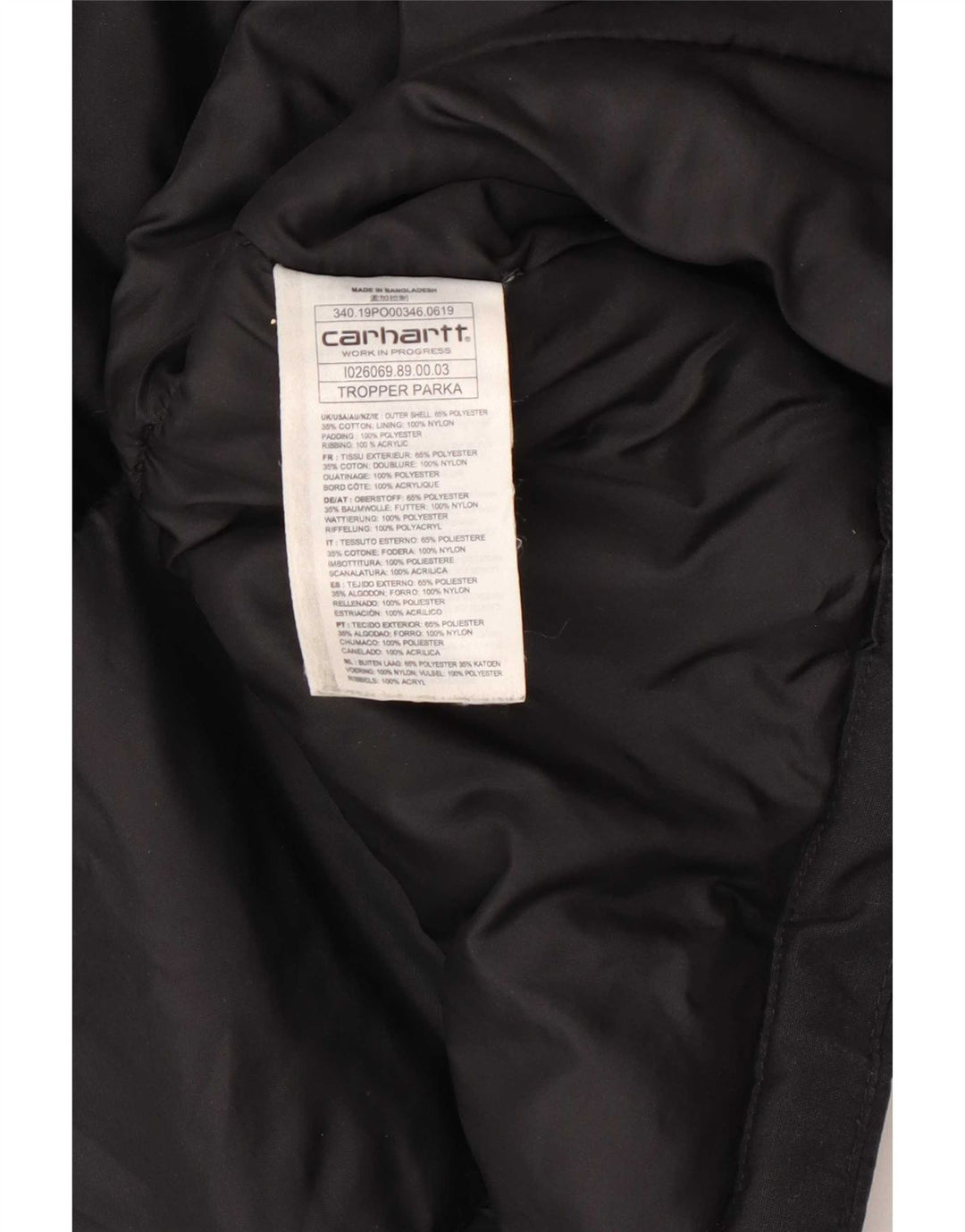 Jachetă parka cu glugă pentru bărbați Carhartt Tropper UK 34 XS poliester negru