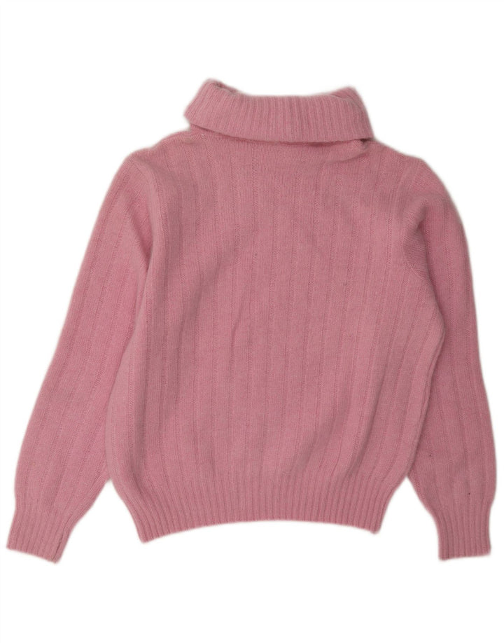 Pulover vintage pentru femei cu gât rulat, UK 14, roz mediu