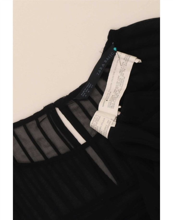 Bluză Crop Top Femei Zara UK 14 Medium Bleumarin Poliester cu dungi