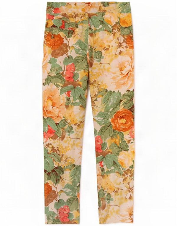 Vintage Pantaloni drepti pentru femei L30 L28 Multicolori Floral