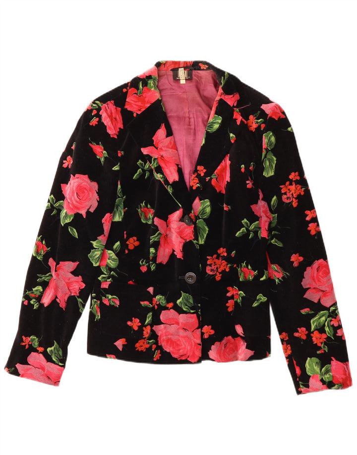 Jachetă pentru femei Madeleine din catifea cu 2 nasturi UK 14 Medium Negru Floral