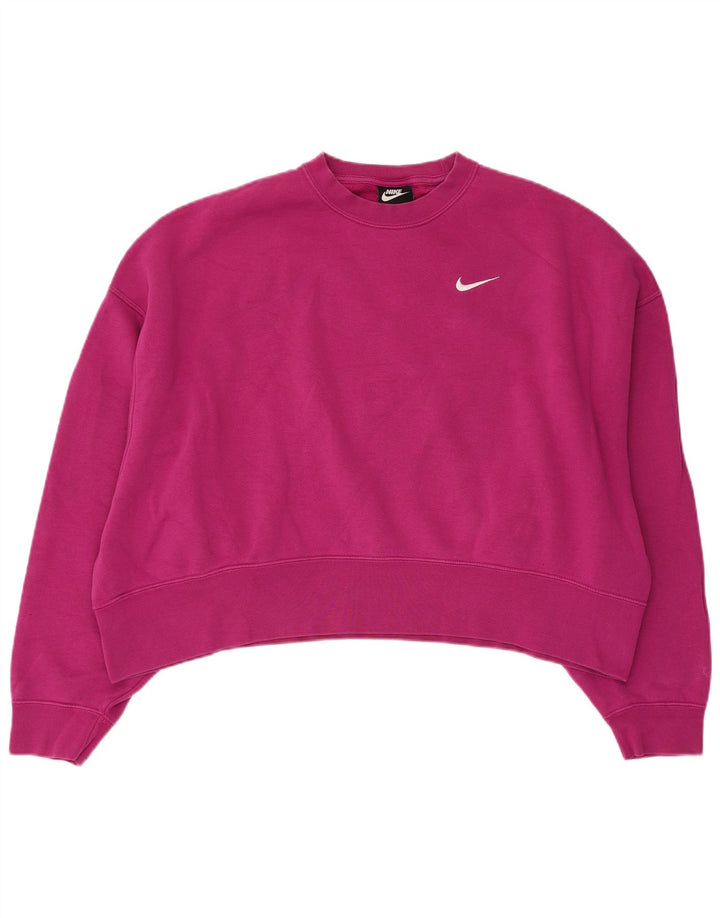 Pulover NIKE Crop Oversized pentru femei UK 14, bumbac roz mediu
