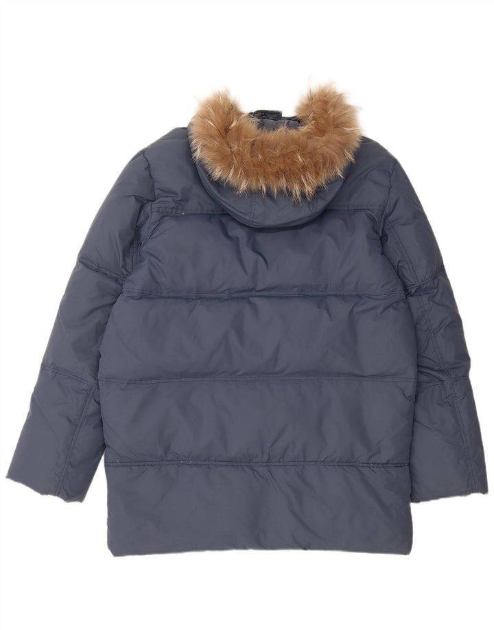 VINTAGE Palton căptușit cu glugă pentru bărbați, cu formă largi, UK 36 Nylon, albastru mic