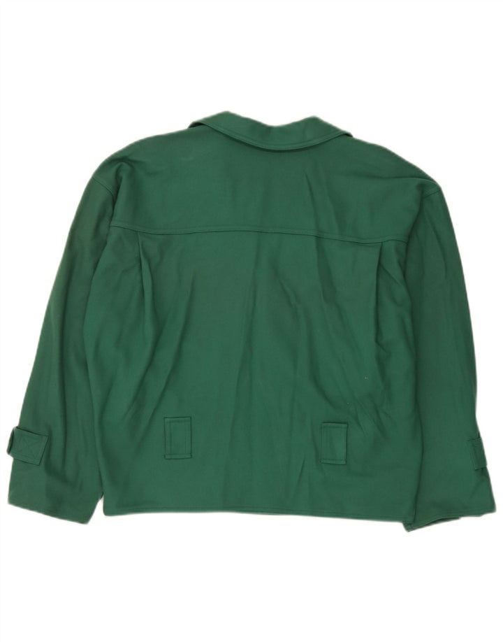 Jachetă vintage supradimensionată pentru femei, blazer dublu, UK 16, verde mare