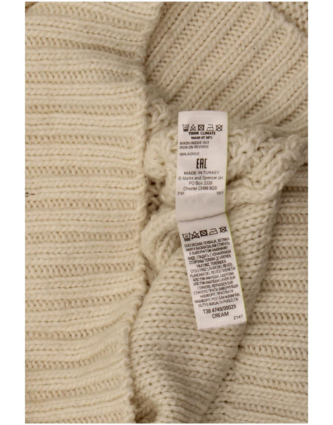 Pulover cu gât țestoasă pentru femei Marks & Spencer UK 16, mare, alb
