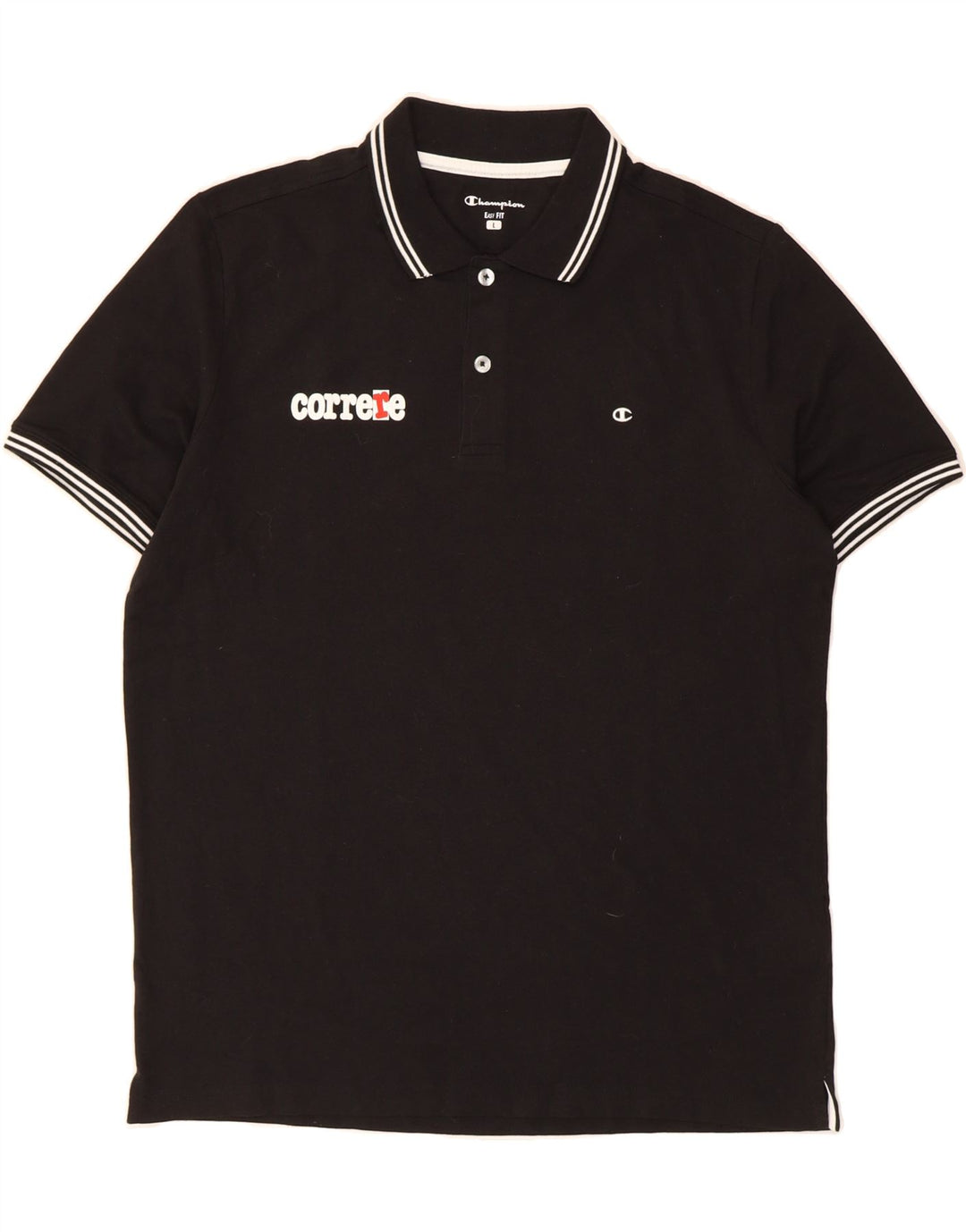 CHAMPION Mens Graphic Polo Shirt Large Black Cotton Vintage Champion and Second-Hand Champion from Messina Hembry 