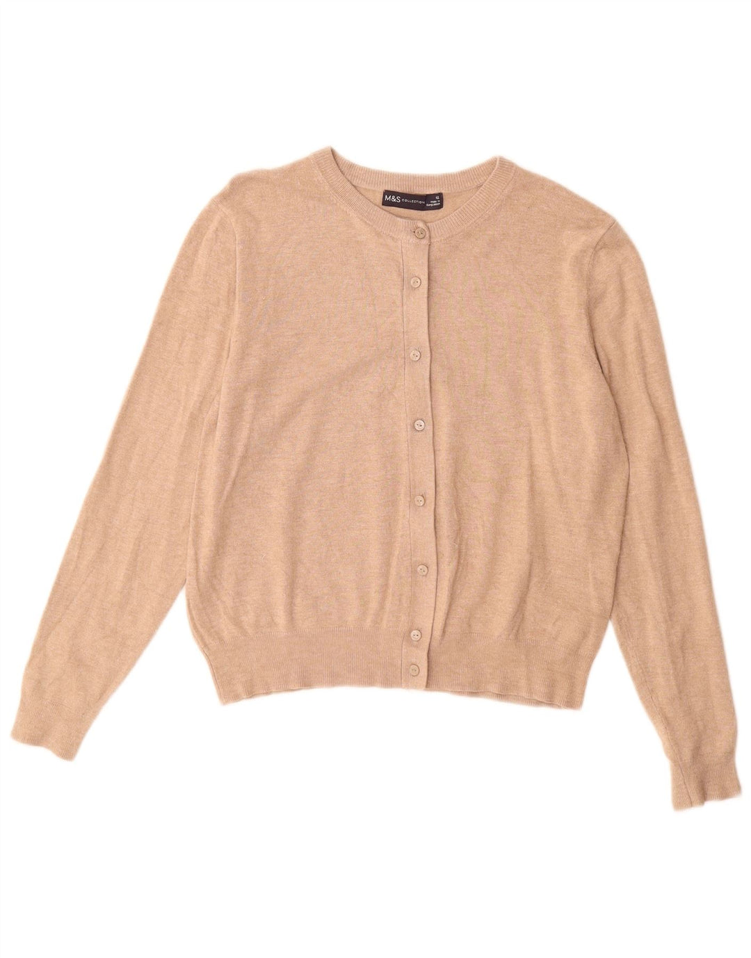 MARKS & SPENCER Pulover cardigan pentru femei UK 12 Medium Beige Viscose