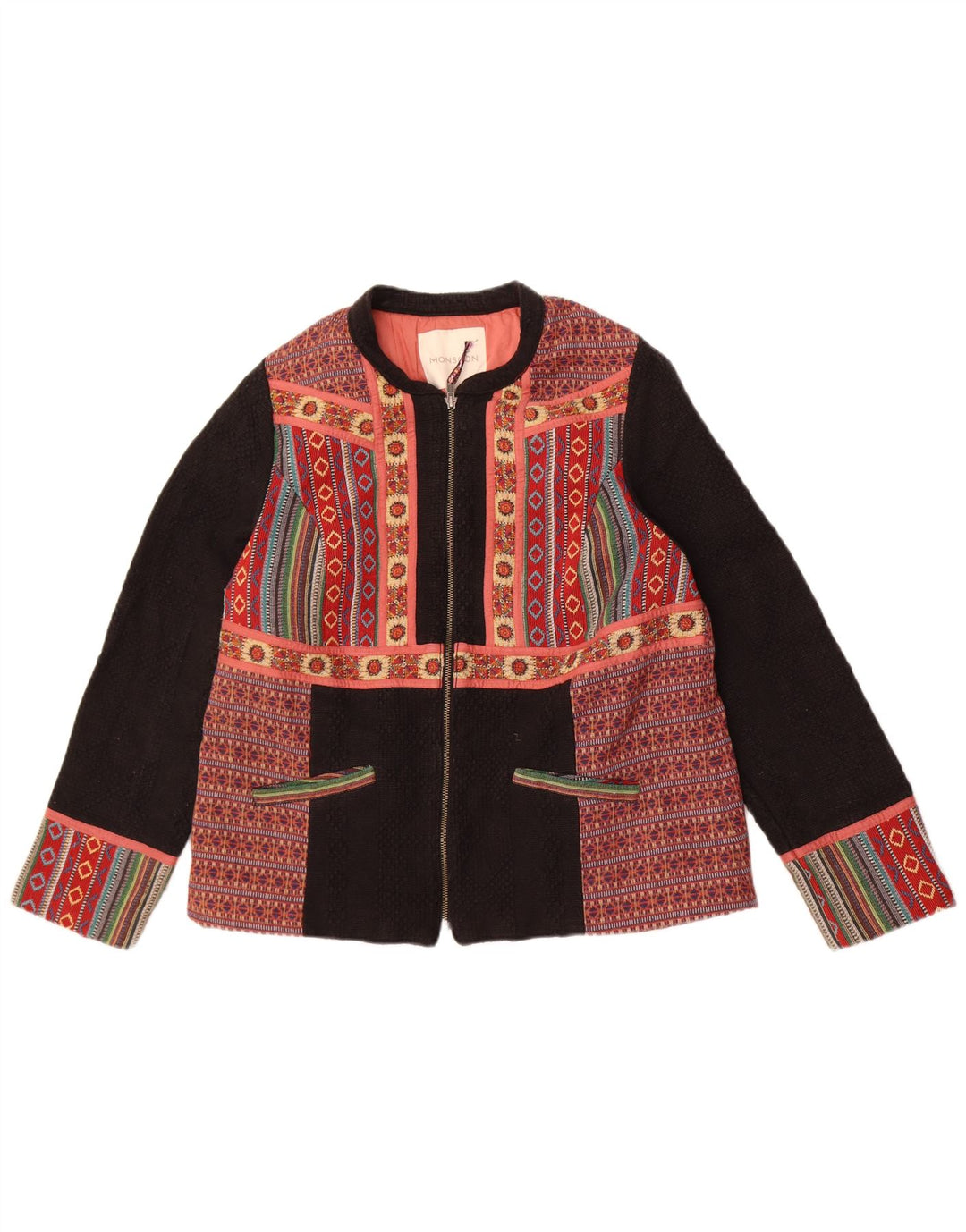 Sacou blazer pentru femei Monsoon UK 18 XL, bumbac negru Fair Isle