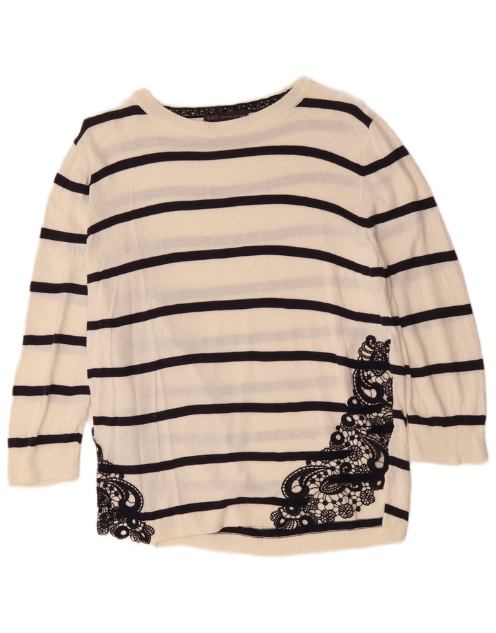 MARKS & SPENCER Pulover pentru femei cu gâtul cu barca UK 12 Medium White