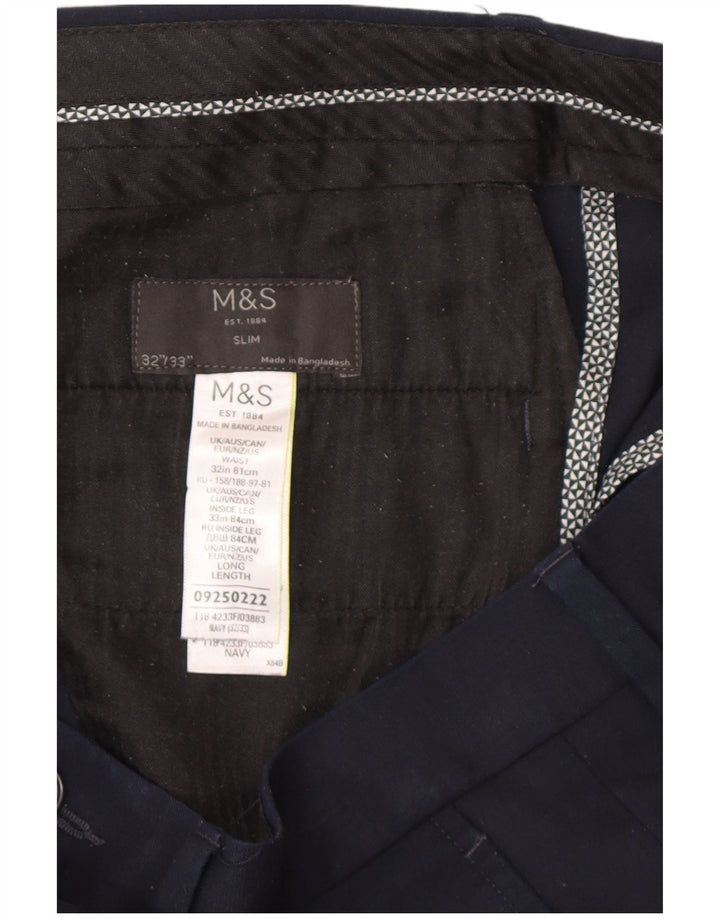 Pantaloni chino subțiri pentru bărbați Marks & Spencer L32 L30 poliester bleumarin