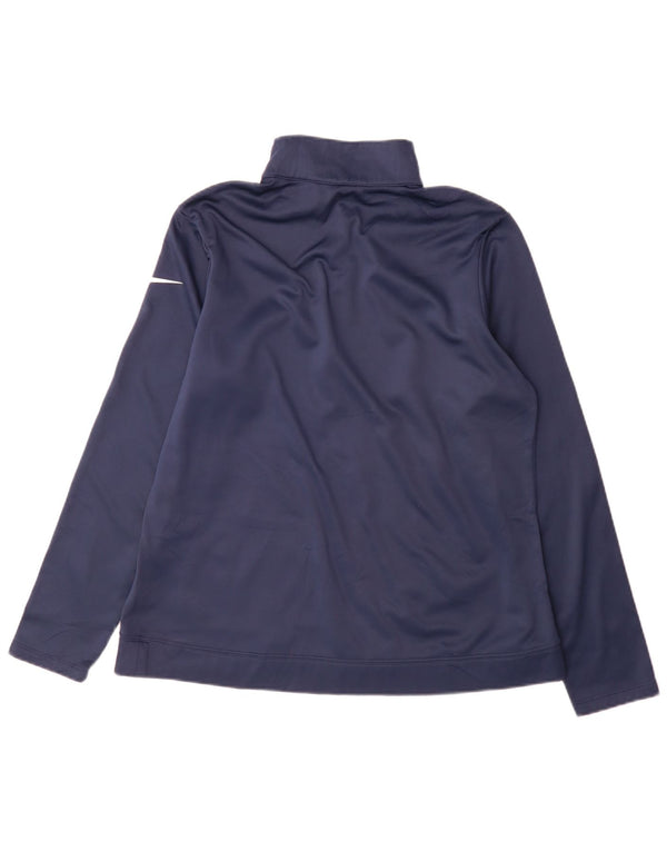 Pulover pentru femei Nike Dri Fit, cu fermoar și gât, UK 16, mare, bleumarin