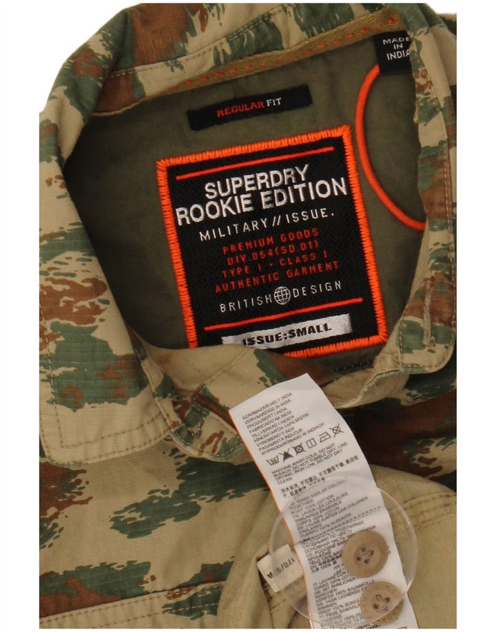 Cămașă pentru bărbați SUPERDRY cu mânecă scurtă, cu formă obișnuită, bumbac camuflaj kaki mic