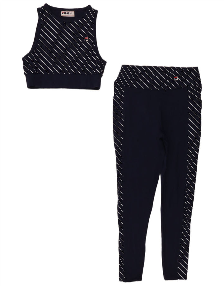 Set 2 piese Fila pentru femei UK 12 Medium Bleumarin, bumbac cu dungi