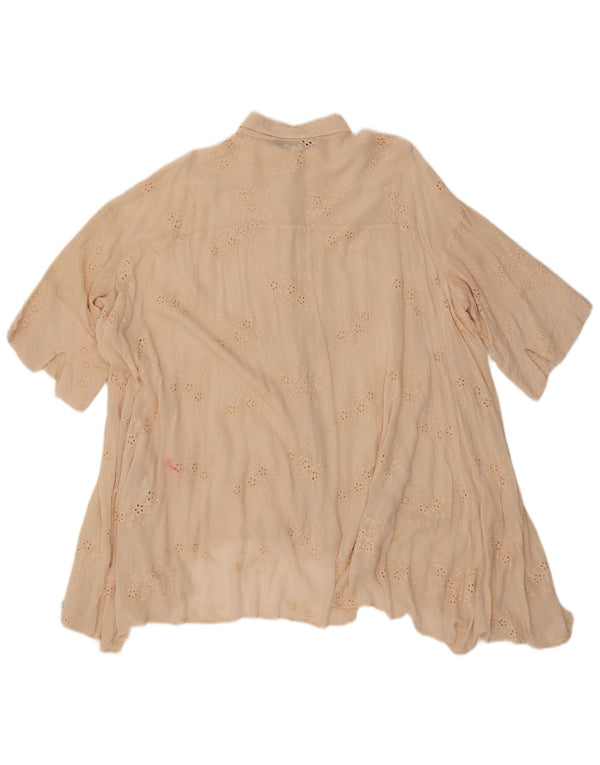 Bluză cămașă supradimensionată cu mânecă scurtă pentru femei Zara UK 14 Medium Bej Floral