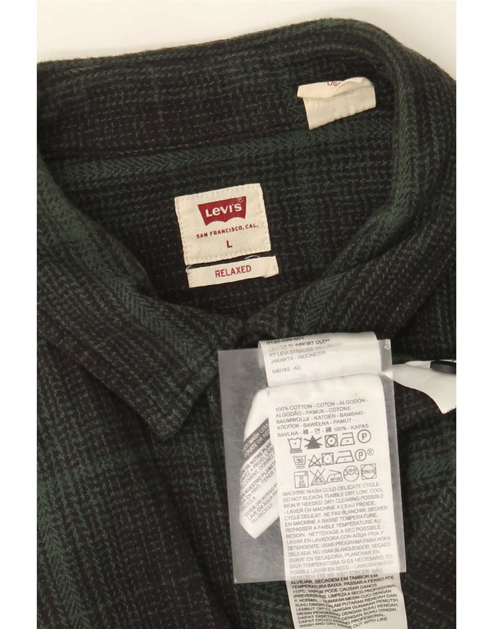 Cămașă de flanel relaxată Levi's pentru bărbați, bumbac cu carouri verzi mari