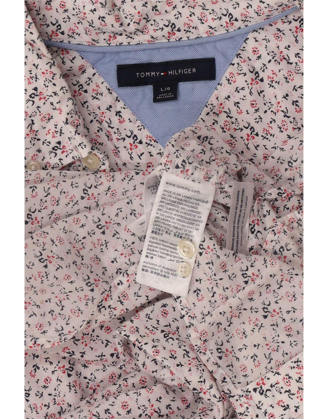 Cămașă pentru bărbați Tommy Hilfiger, mare, albă, cu flori din bumbac