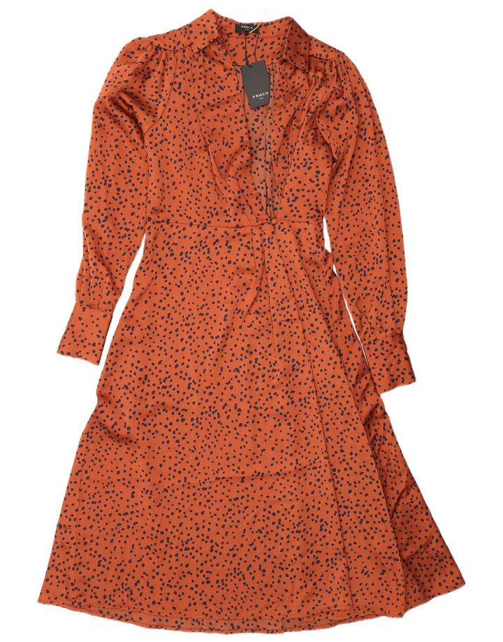 Rochie maxi pentru femei FRNCH cu mâneci lungi UK 10 Poliester cu pete portocalii mici