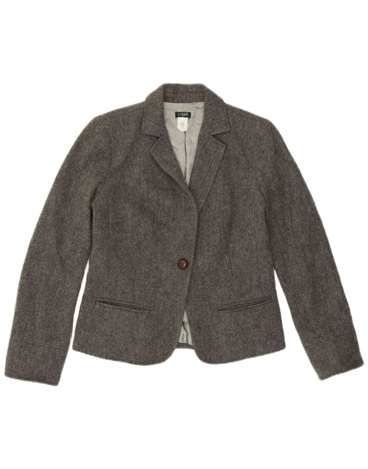 Jachetă blazer pentru femei J. Crew, 1 buton, 4 lână gri în spinare de pește