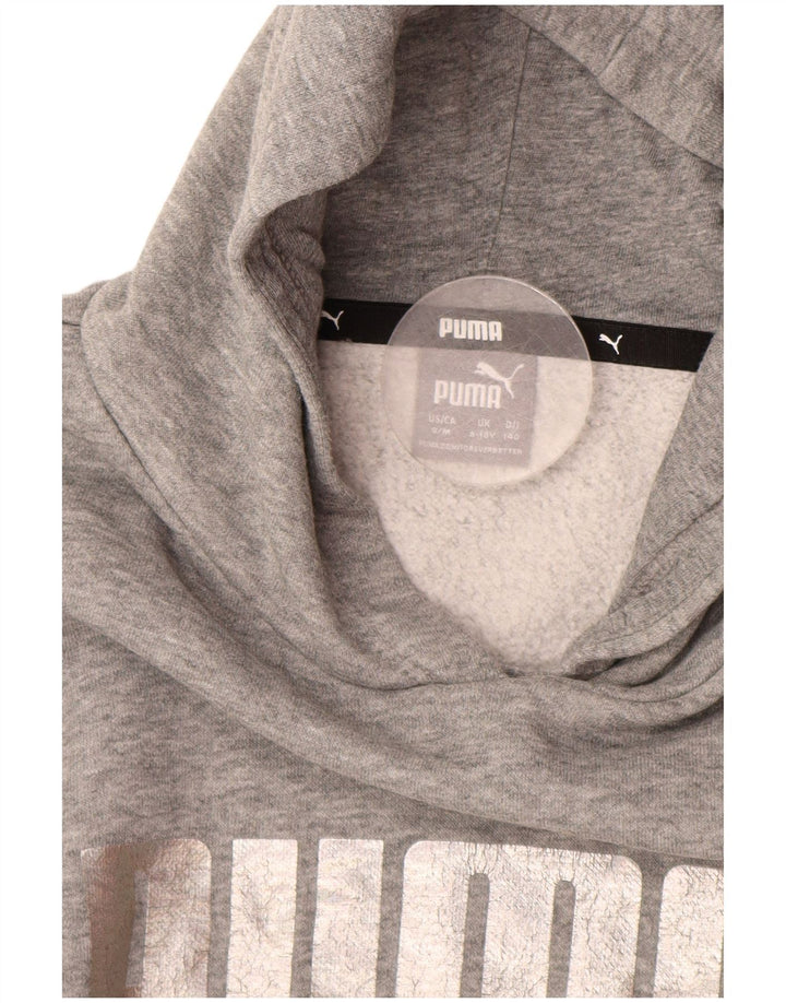 PUMA Fete Crop Graphic Hoodie Jumper 9-10 ani bumbac gri