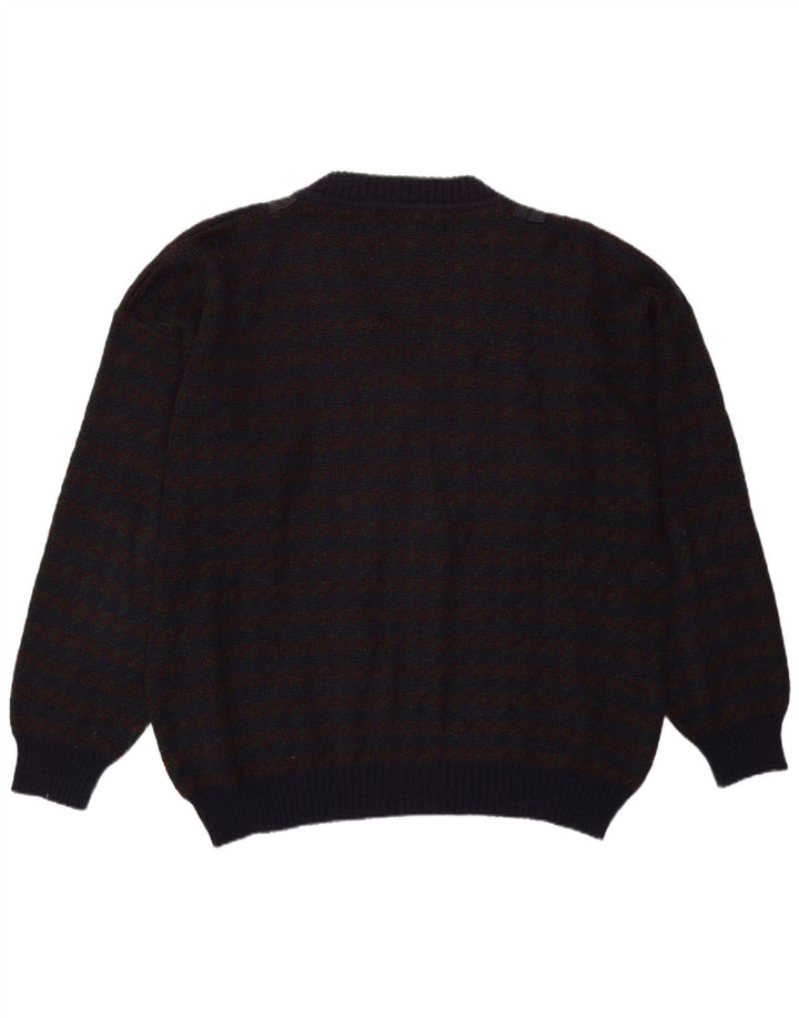 Pulover vintage pentru bărbați cu decolteu în V, XL, mov, carouri