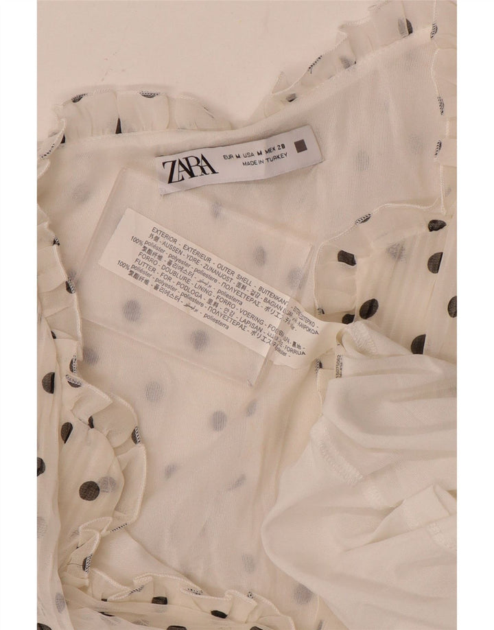 Rochie A-Line ZARA pentru femei cu mâneci lungi UK 14 Poliester cu pete albe medii