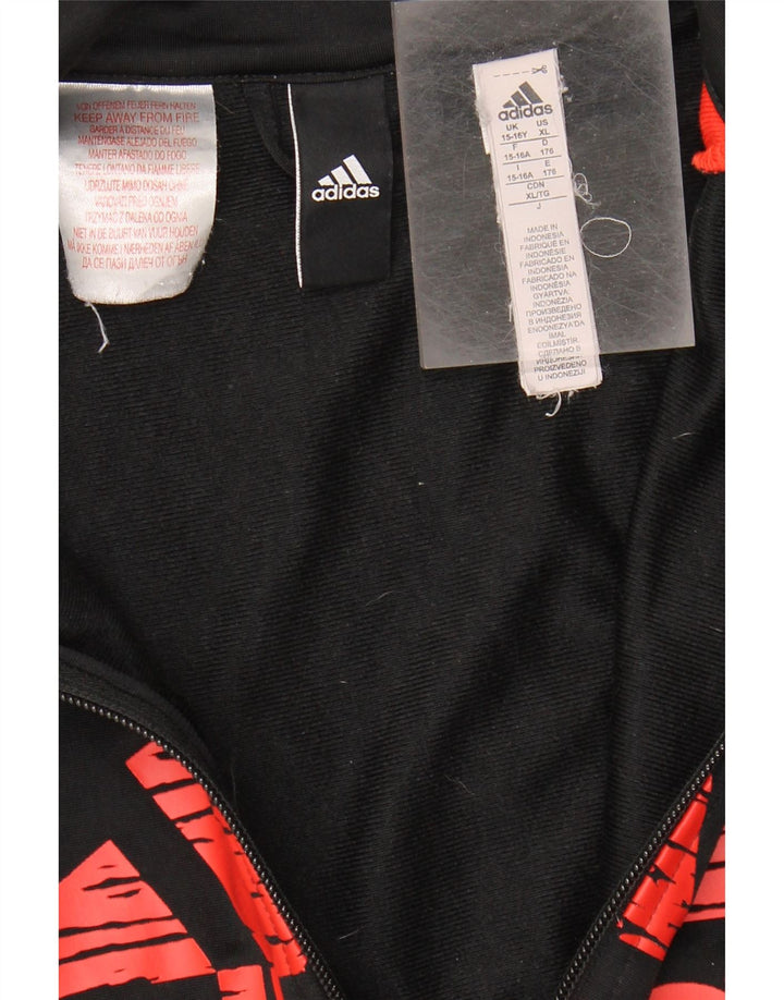 Jachetă de top pentru trening cu grafic pentru fete Adidas 15-16 ani, poliester negru