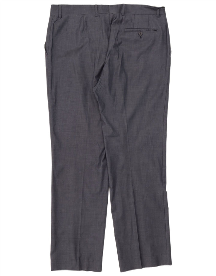 Pantaloni de costum drepți pentru bărbați Zara L44 L31 Lână bleumarin