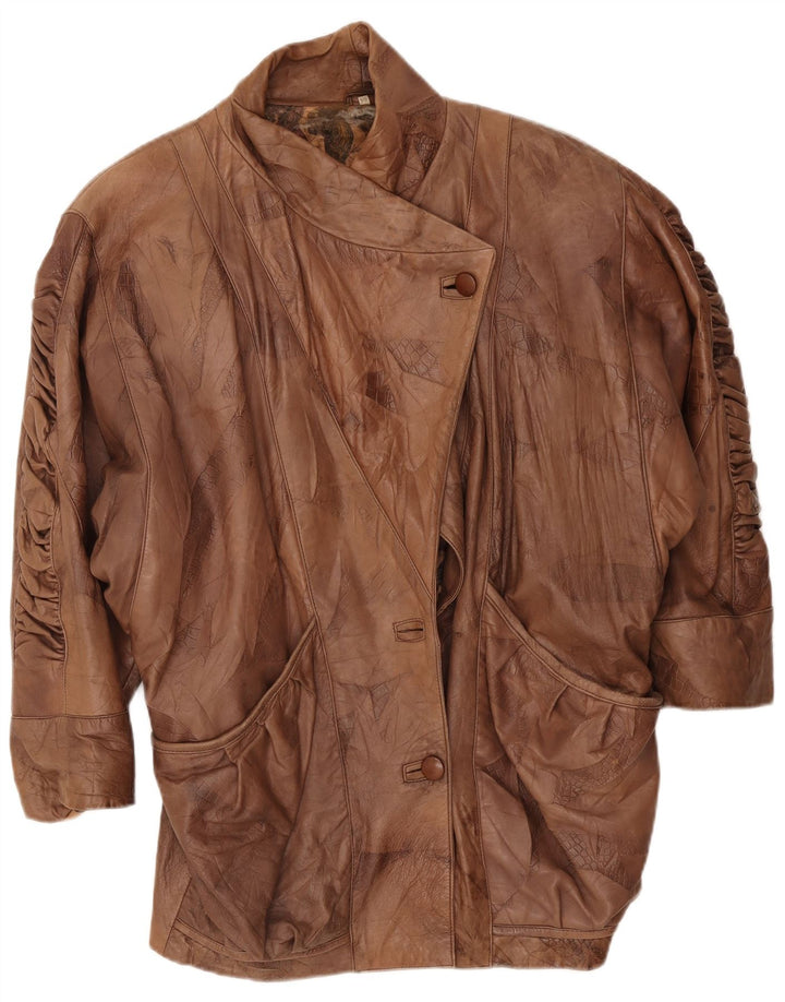 Palton supradimensionat din piele vintage pentru femei EU 44 XL maro