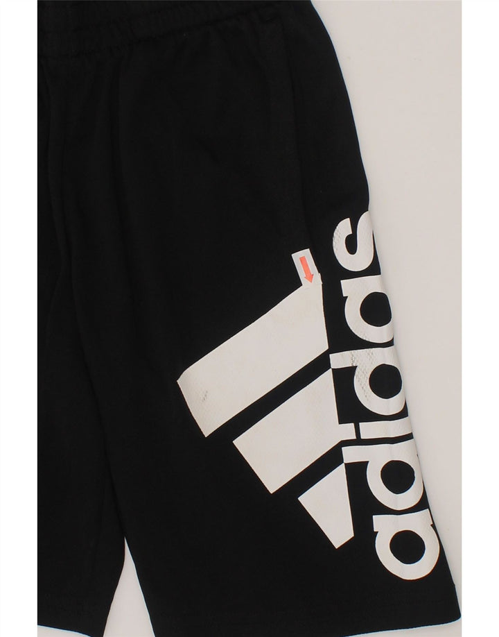 ADIDAS Boys Graphic Sport Shorts 7-8 Years Small Black Polyester Vintage Adidas and Second-Hand Adidas from Messina Hembry 