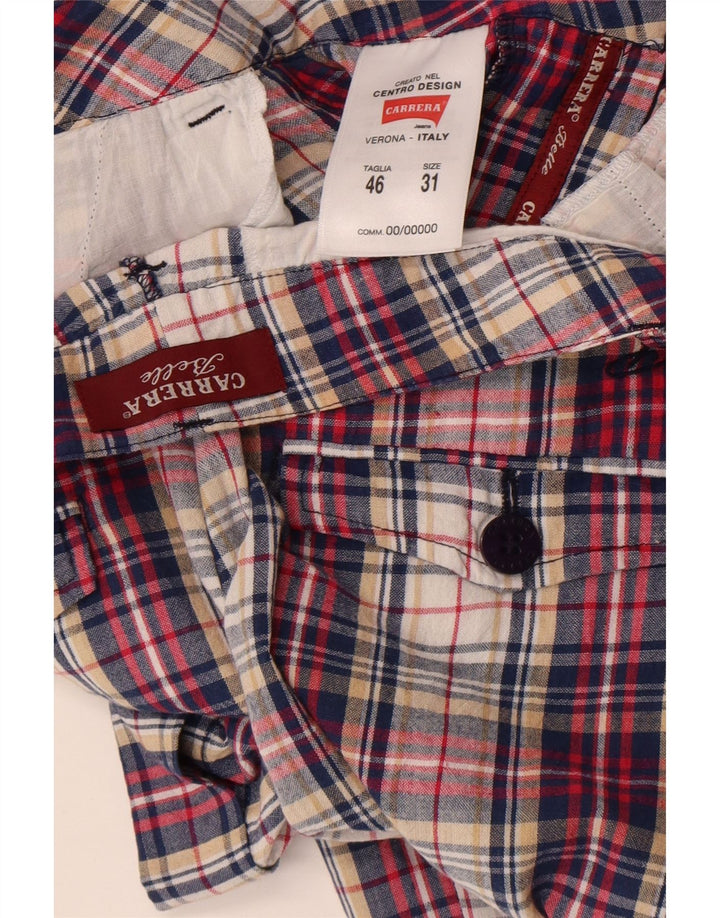 Pantaloni scurți chino Carrera pentru femei, mari W31, bumbac cu carouri multicolore