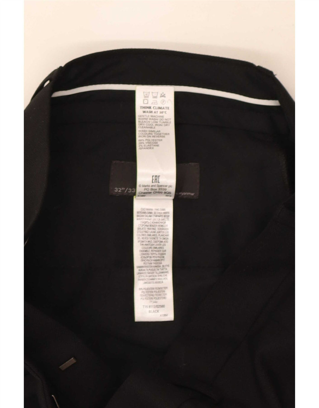 Marks & Spencer Pantaloni de costum slim pentru bărbați L32 L33 Poliester negru