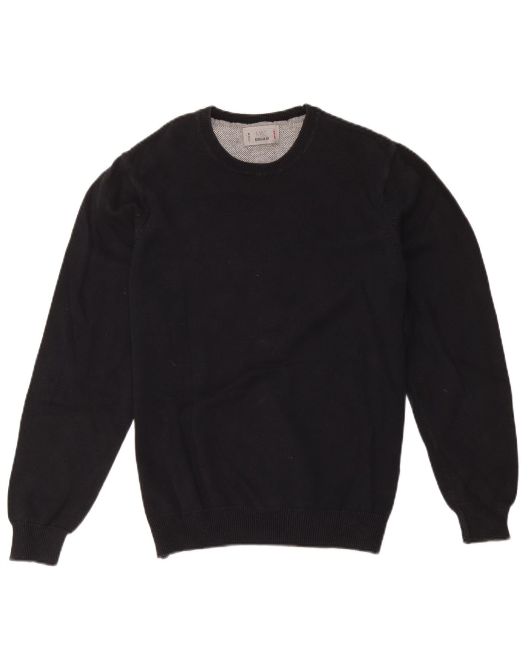 Pulover pentru bărbați Marks & Spencer, cu formă obișnuită, cu gât crew, mediu negru