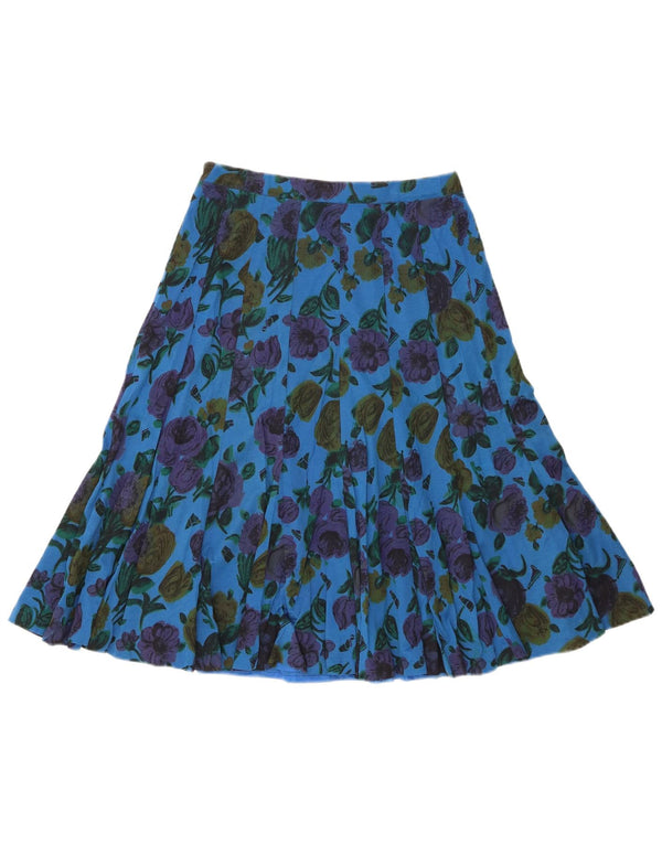 STIZZOLI Womens Pleated A-Line Skirt IT 44 Medium W30  Blue Floral Cotton