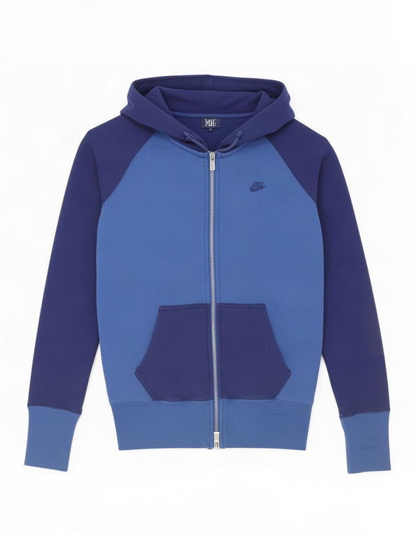 Pulover Nike pentru bărbați, cu fermoar, cu glugă, UK 10, mic, albastru, bumbac color