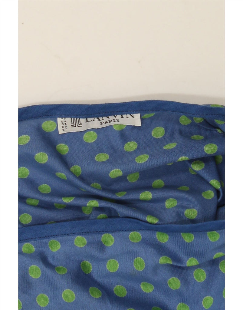 LANVIN Womens Robe Dress UK 16 Large Blue Polka Dot Cotton Vintage Lanvin and Second-Hand Lanvin from Messina Hembry 