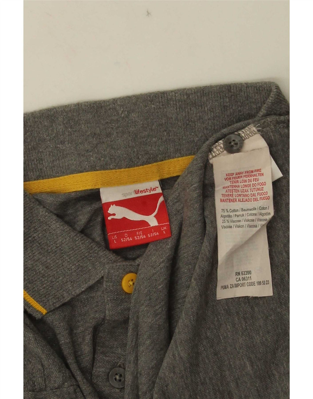 Tricou polo Puma pentru bărbați, bumbac cu dungi gri, mare