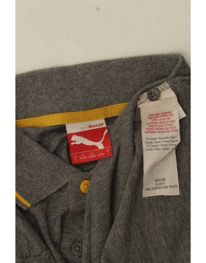 Tricou polo Puma pentru bărbați, bumbac cu dungi gri, mare