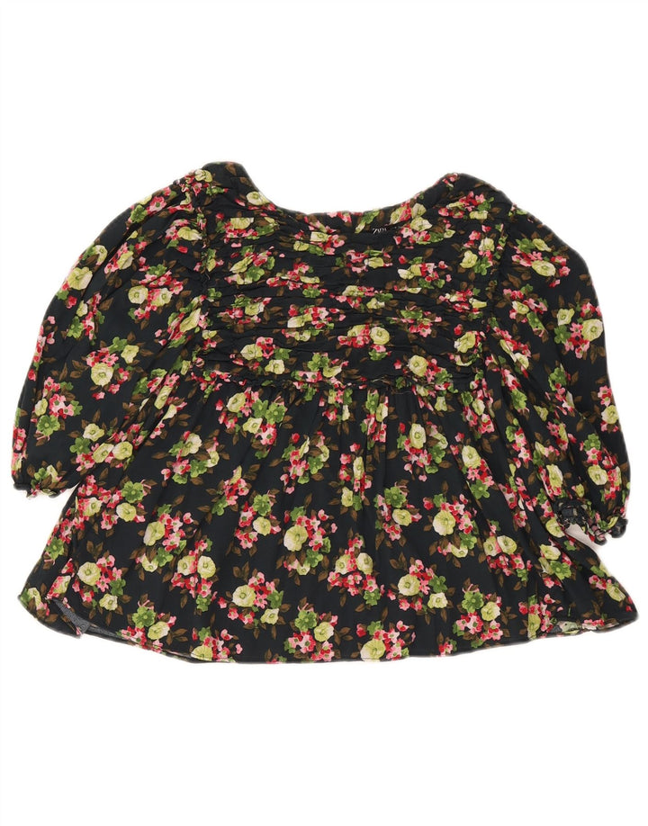 Bluză Crop Top Femei Zara UK 12 Medium Negru Floral